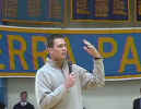 Tom talks to students during the Swann/Brady day at Serra Highschool (SHS website)