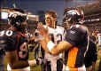 Tom with fellow Michigan alum Brian Griese, after the Denver/New England game